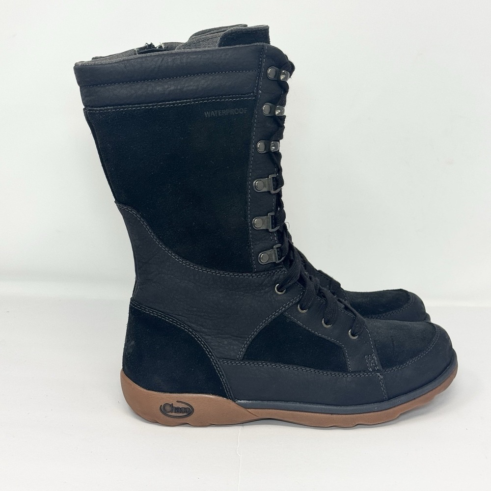 Chaco Women's Lodge Waterproof Mid Calf Boot‎ Size 6.5 Suede Black *No Insoles